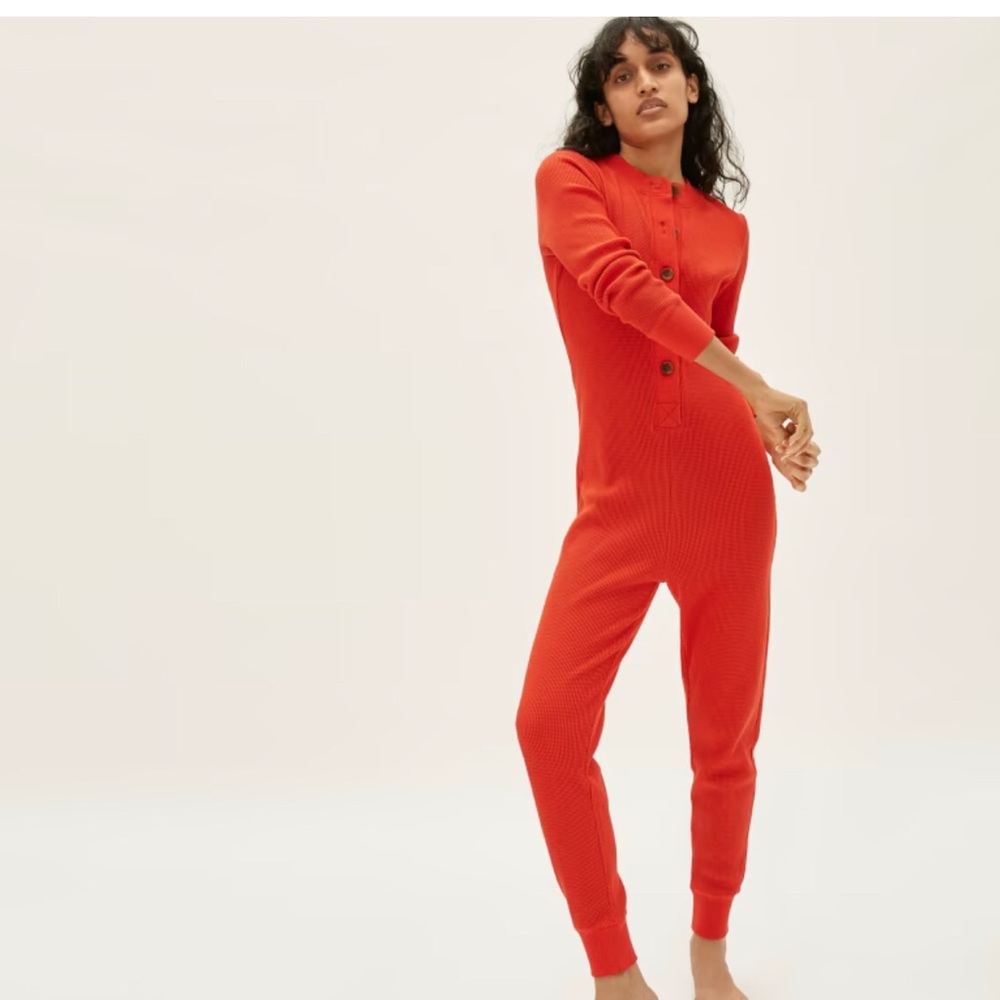 Everlane - The Waffle Knit Onesie - Red - Medium